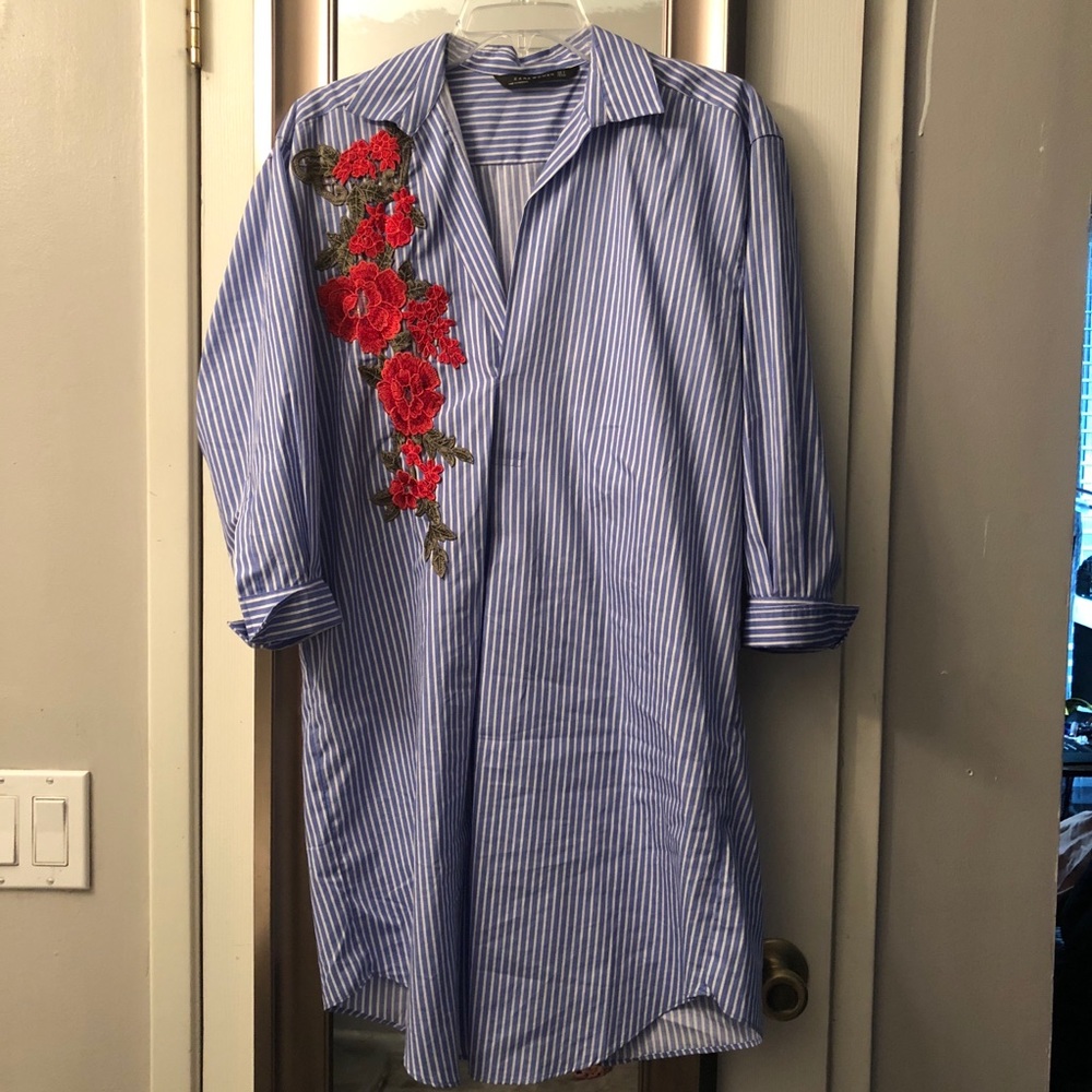 Zara Dress, Long sleeves with floral embroidery